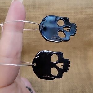 SKULL HOOP DROP EARRINGS